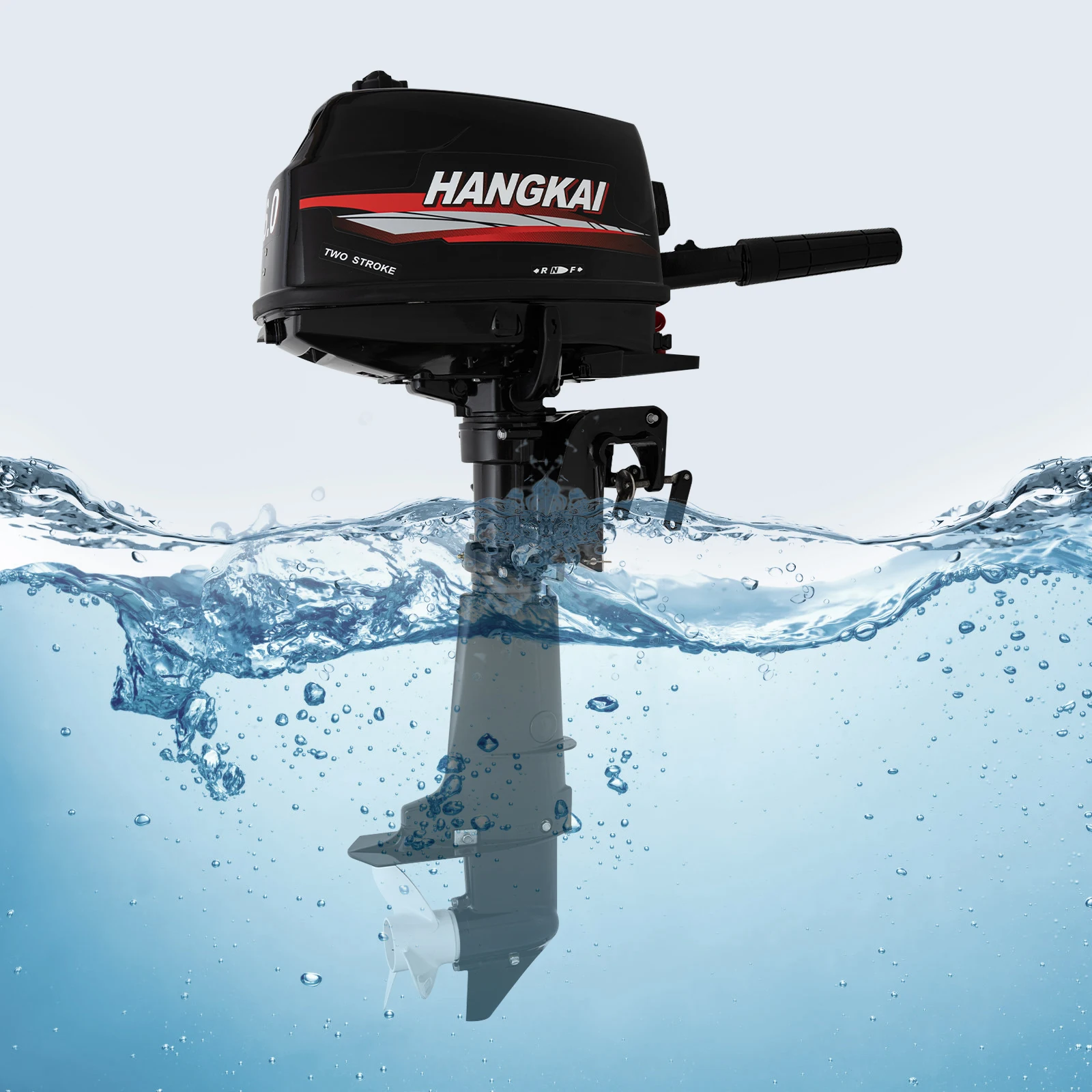 2 Stroke 6HP Outboard Engine Motor Water Cooling Manual Start Tiller Control for Fishing Boats, Dinghies, Inflatable Boats
