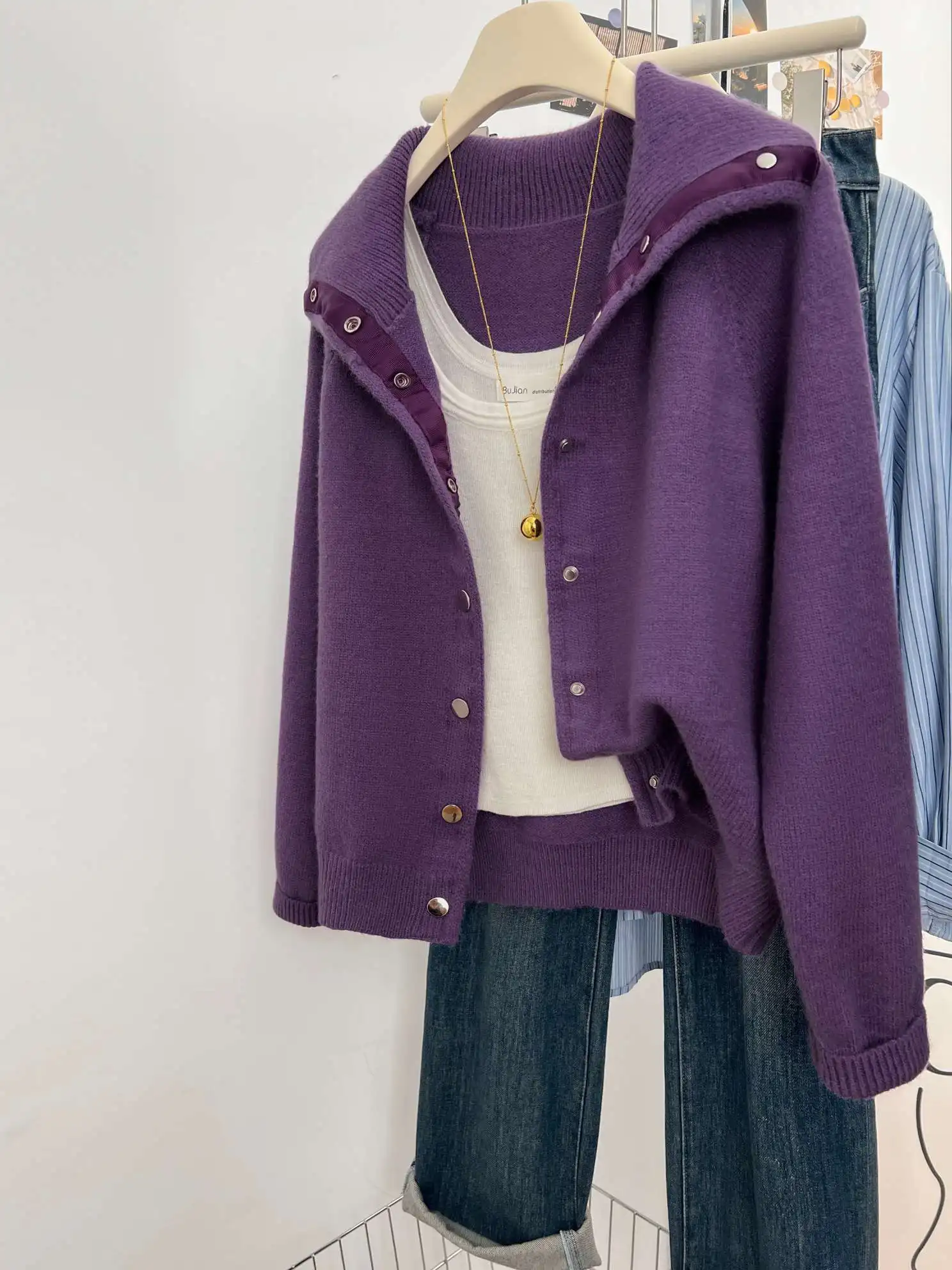 Cardigans femmes hiver automne femme solide Simple tout-match col rabattu Simple boutonnage Style coréen pull tendre confortable