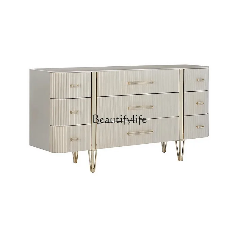 03.American light luxury solid wood home bedroom bedside storage drawer TV cabinet at first sight decorative side cabinet