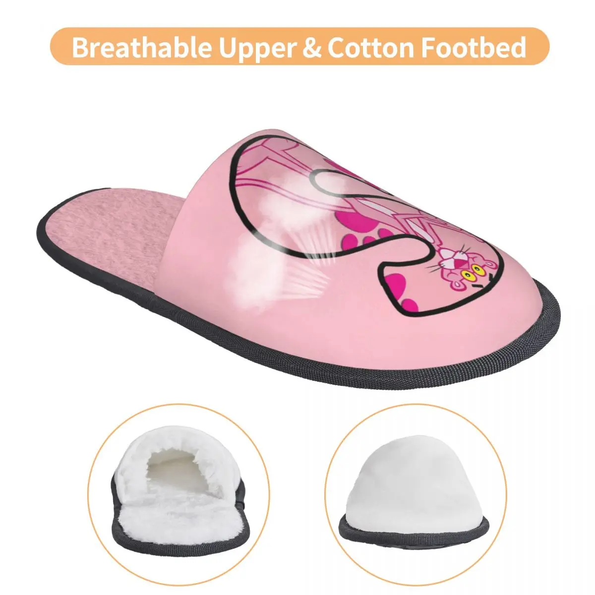 Custom Print Women P-Panthers Cartoon House Slippers Soft Warm Memory Foam Fluffy Slipper Indoor Outdoor Shoes