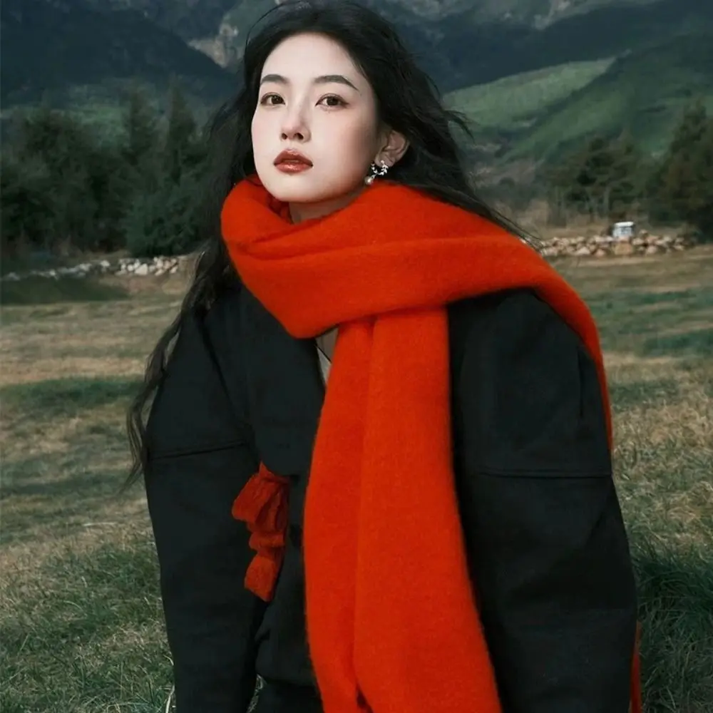Retro Mohair Karierter Wollschal mit Quasten, Winter Kaschmirschals im Koreanischen Stil, Warmer Langer Schal für Mädchen – Detail 12