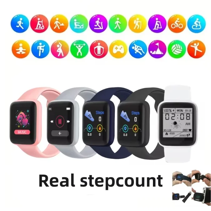 Y68 Real Step Count Rechargeable Smart Watch Music Fitness Sports Bracelet Men And Women Touchscreen Sports Fitness Watch Phone