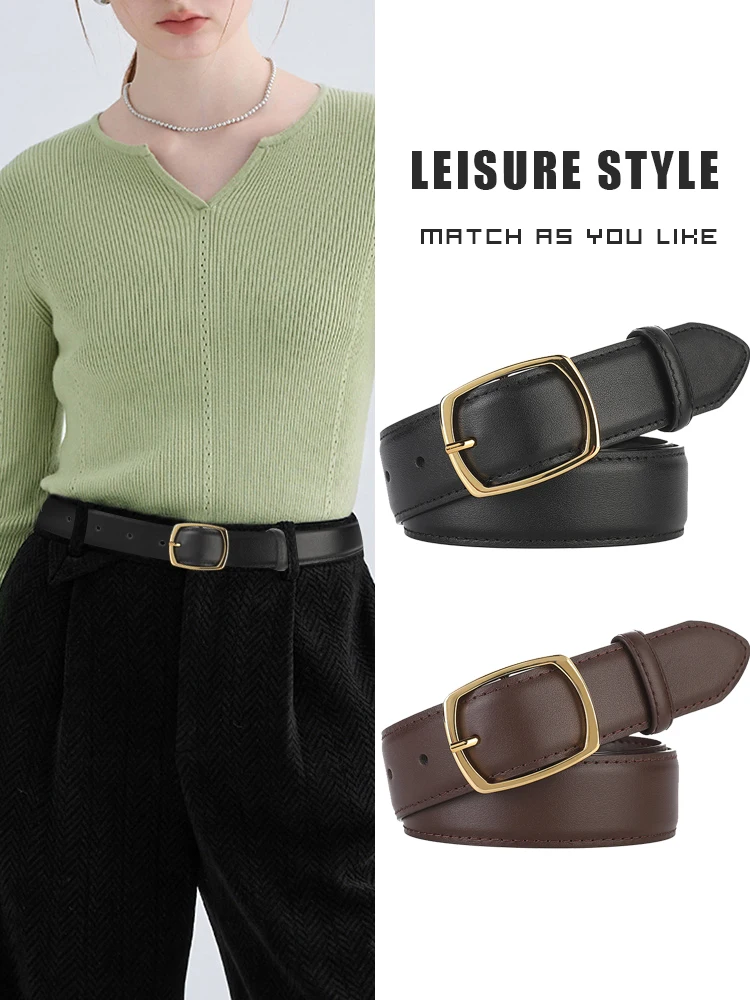 

Simple Fashion Slim Women Belt Women Accessories Two Colors With Dress And Jearns Genuine Leather Belt Women Luxury Design