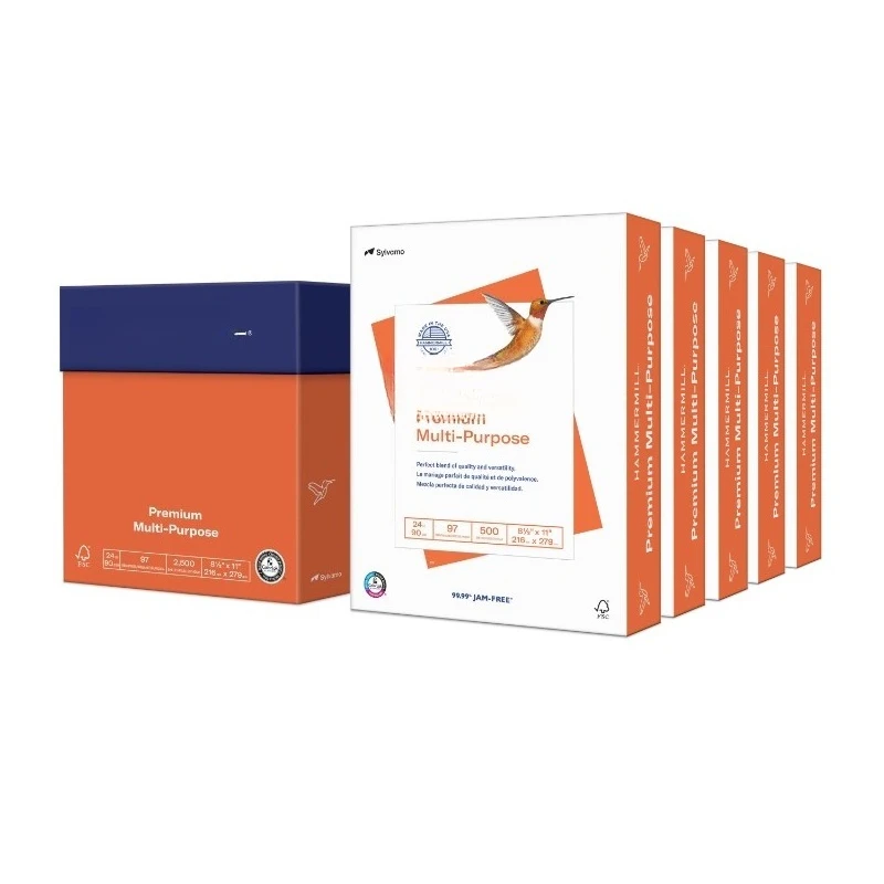 

Paper, Premium Multi-Purpose 24 lb, 8.5 x 11, 97 Bright, 2500 Sheets /5 Ream Case, White - 105810C