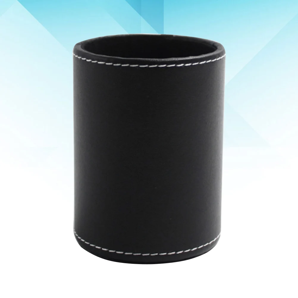 

Round Pen Container Office Supplies PU Holder for Desk Fashion Desktop Pencil