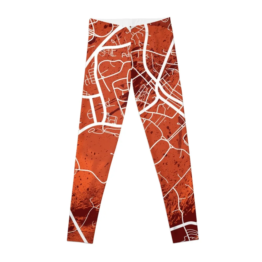 

Blacksburg Map Maroon & Orange Leggings sporty woman push up Women's pants trousers fitness set gym Womens Leggings