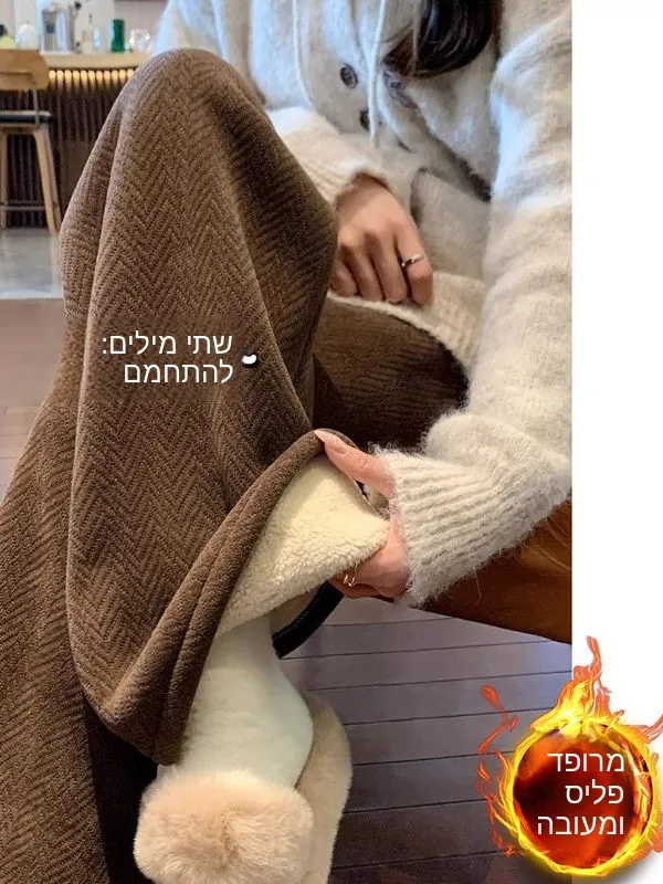 Thickened Fleece Casual Straight Leg Pants Men's Plaid Lamb Velvet Warm Winter Trousers Anti-pilling Comfortable Soft Style