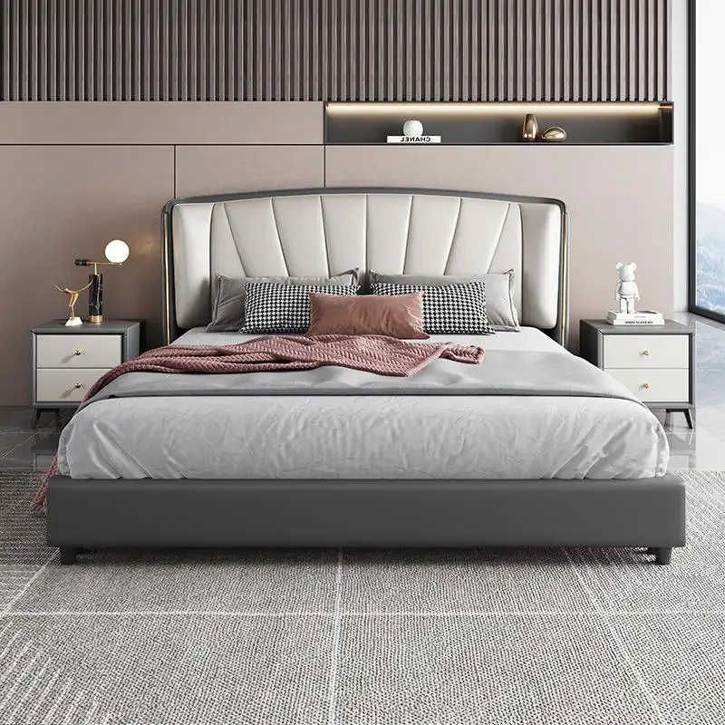 

# l Leather Bed Frame King Size Italy with Storage for Living Room Tech Smart Genuine Luxury White Double Deluxe Leather Bed