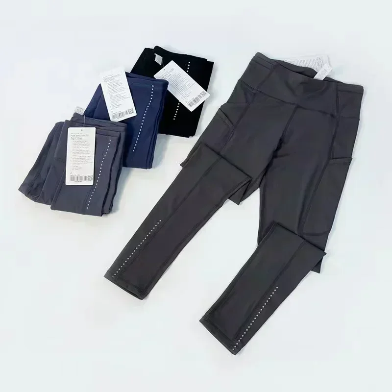 

Lemon Women Pocket Pants Fast and Free Yoga Leggings Sports High Waist Elasticity Pants Casual Ankle Banded Length Trousers