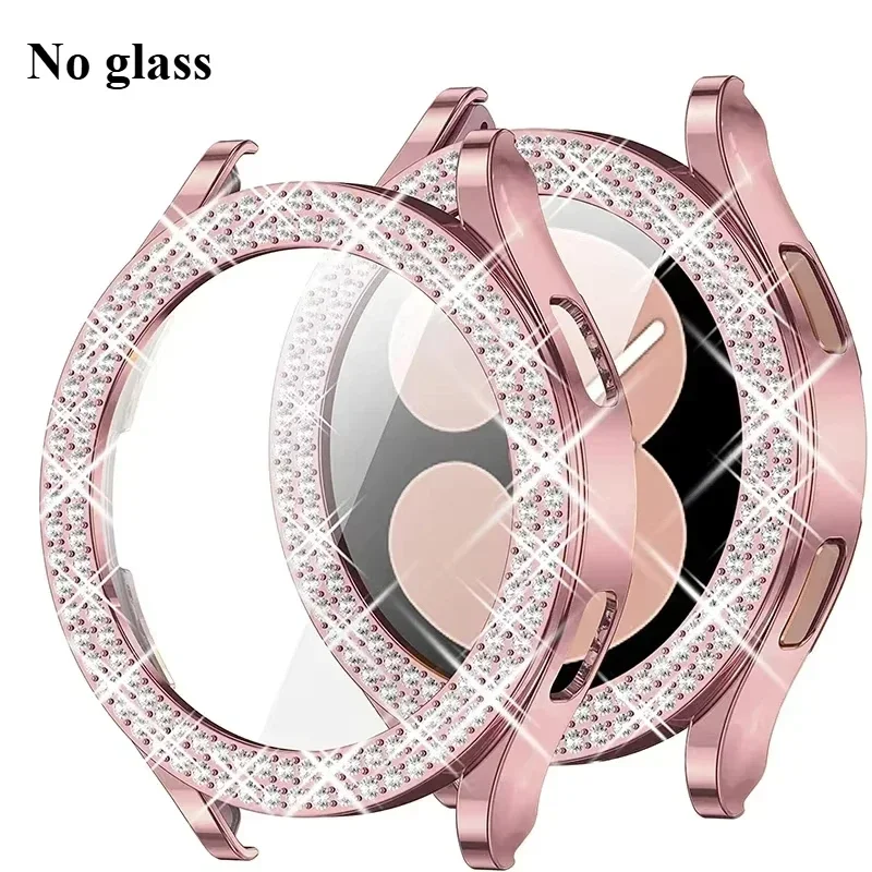 Bling Diamond Case voor Samsung Galaxy Horloge 7 6 5 4 PC Beschermhoes 40mm 44mm Screen Protector bumper Transparante Cover