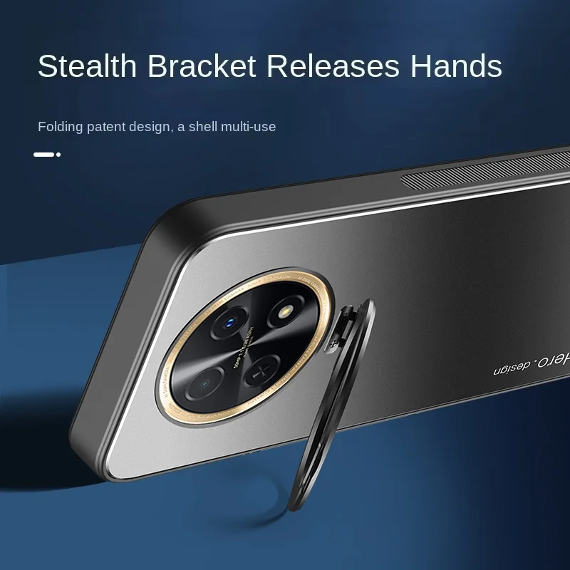 Metal Hidden Bracket Case For Huawei Enioy 70 Pro 60X Play 60 plus 50 Maimang 30 Magnetic Iron Sheet Shell Lens Protection Cover