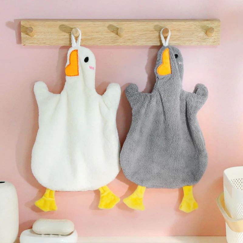 

Super Absorbent Cartoon Goose Hand Towel Quick Dry Hanging Type for Kitchen Bathroom Toilet Use tea set loofah