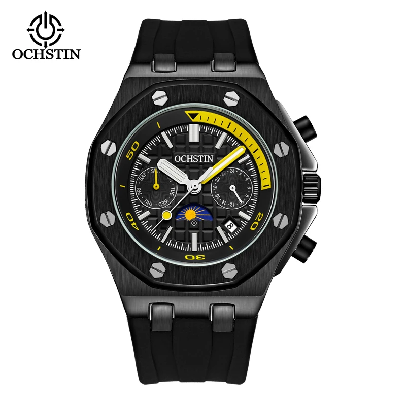 

Мужские роскошные механические часы с автоматическим автоподзаводом, силиконовый ремень, мужские деловые наручные часы, многофункциональные водонепроницаемые спортивные часы