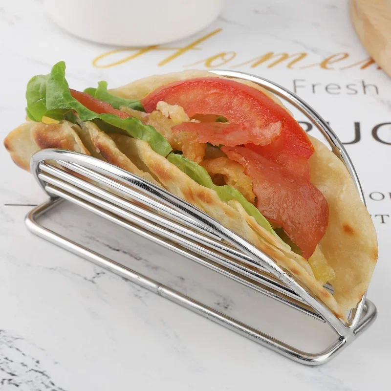 Taco Holder Mexican Pizza Roll Shelf Burrito Potato Chips Rack Shells Taco Rack Stainless Steel Creative Tableware Pancake Stand