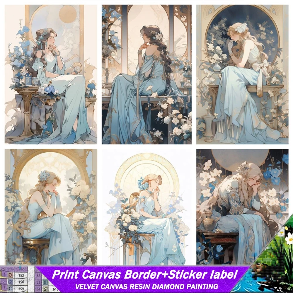 Resin Diamond Painting With Sticker Flowers Woman Cross Stitch Embroidery Landscape Mosaic Art Picture Of Rhinestones Home Decor