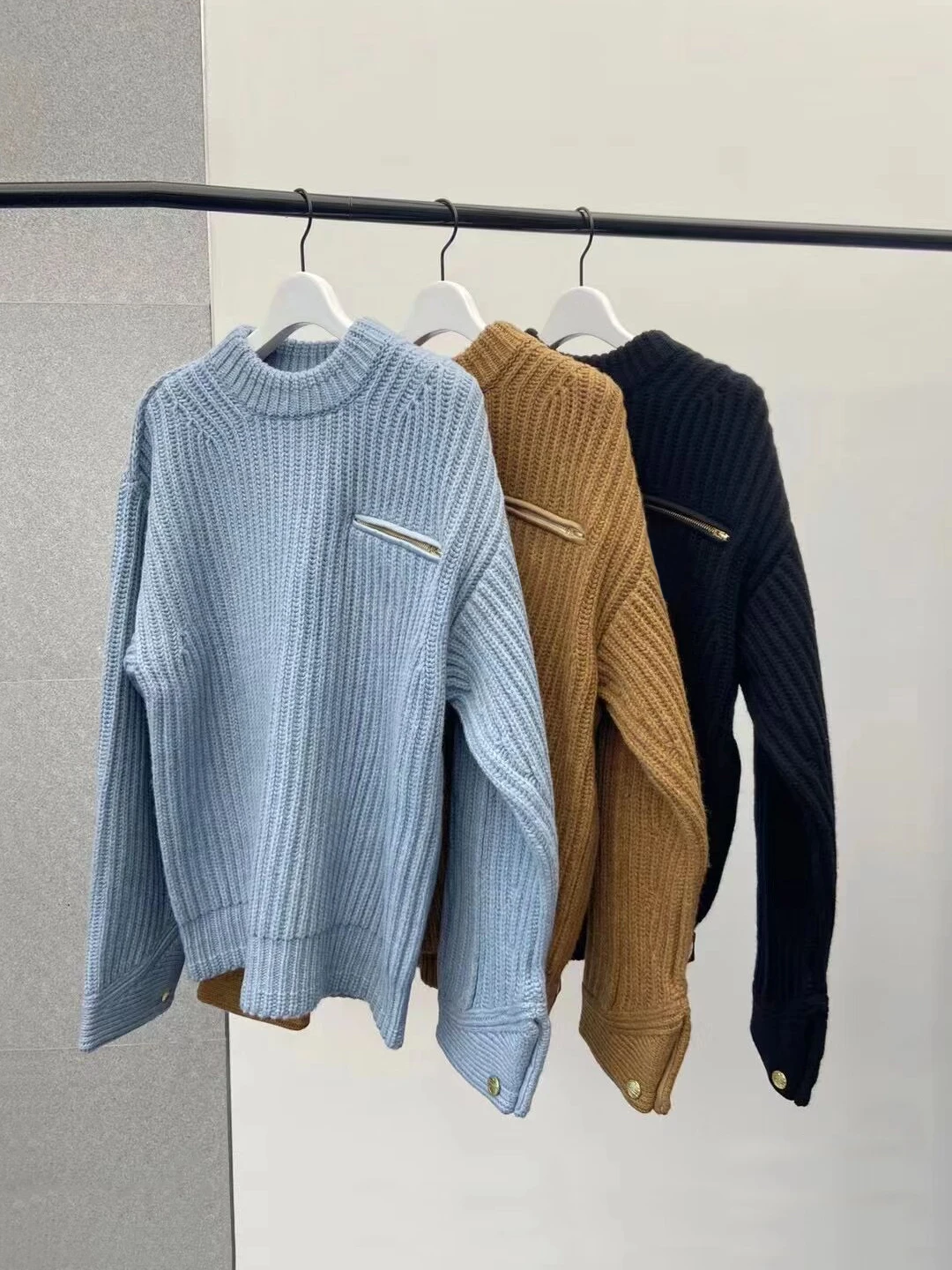 

Вязаный свитер Lazin Sle для женщин, повседневное шерстяное пальто, уличный стиль, круглый вырез, стандартная длина, осень-зима, новинка