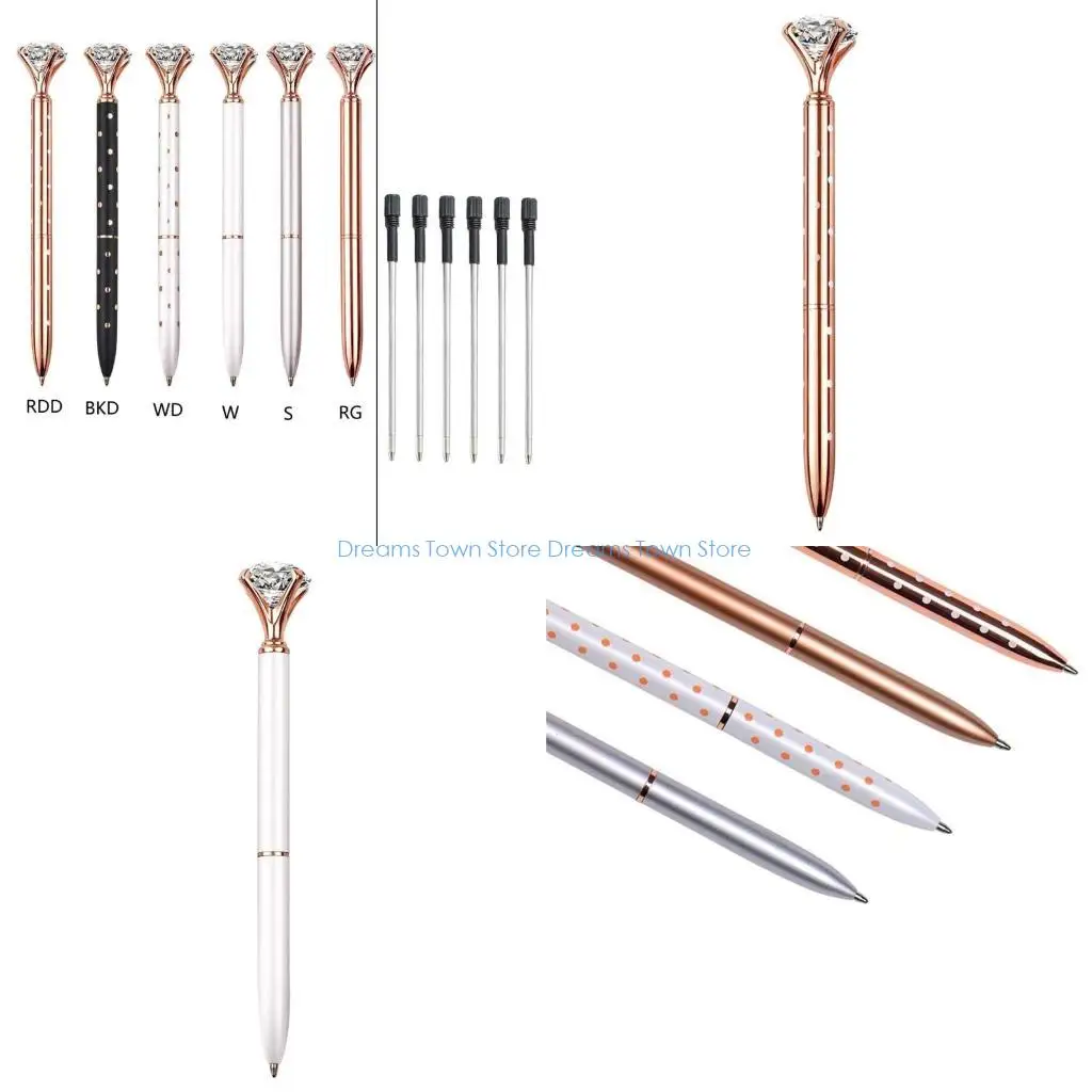

HX6A Large Diamond Crystal Pen Ballpoint Pen Student Stationery Office Business Gifts Metal Nib Crystal Pen Ballpoint Pen