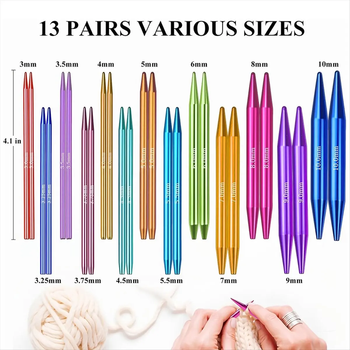 

【BAAQ】 13 пар наборов сменных круговых спиц, 3,0–10,0 мм, алюминий, для вязальных проектов, начинающих