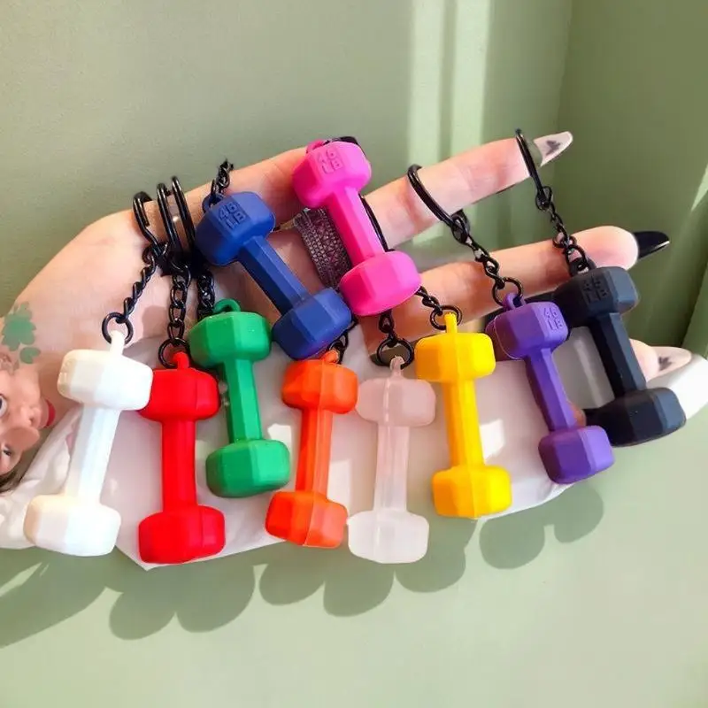 2025 New Barbell Keychain Silicone Dumbbell Keychain Gym Gifts For Gym Lovers Fitness Trainer Gift Backpack Car Key Pendant