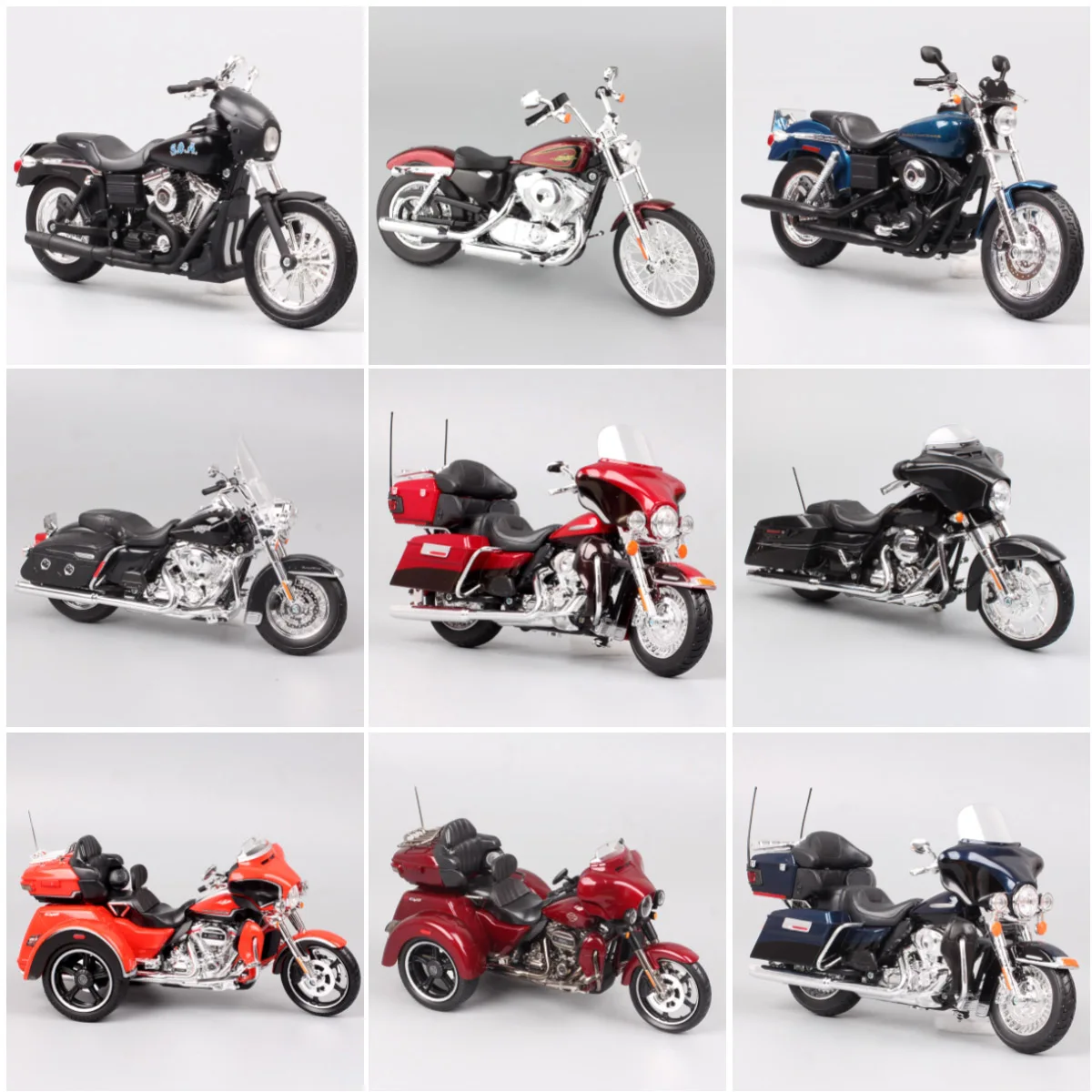 Motocykl Maisto Harley Dyna Super Glide FLHTK ELECTRA FLHR Road King CVO Tri Glide Touring w skali 1/12, model odlewany, zabawka.