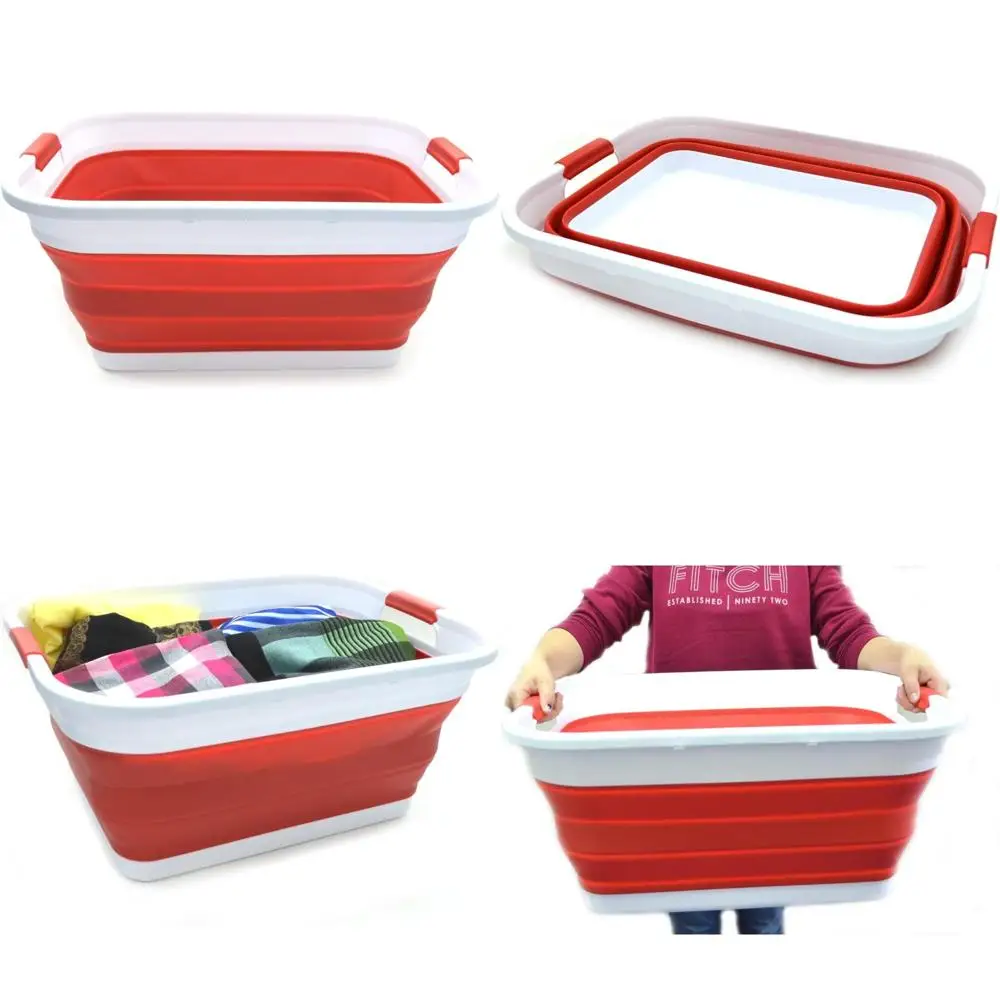 

Collapsible 41L Plastic Laundry Basket with Pop-Up Design - Portable Storage and Washing Tub