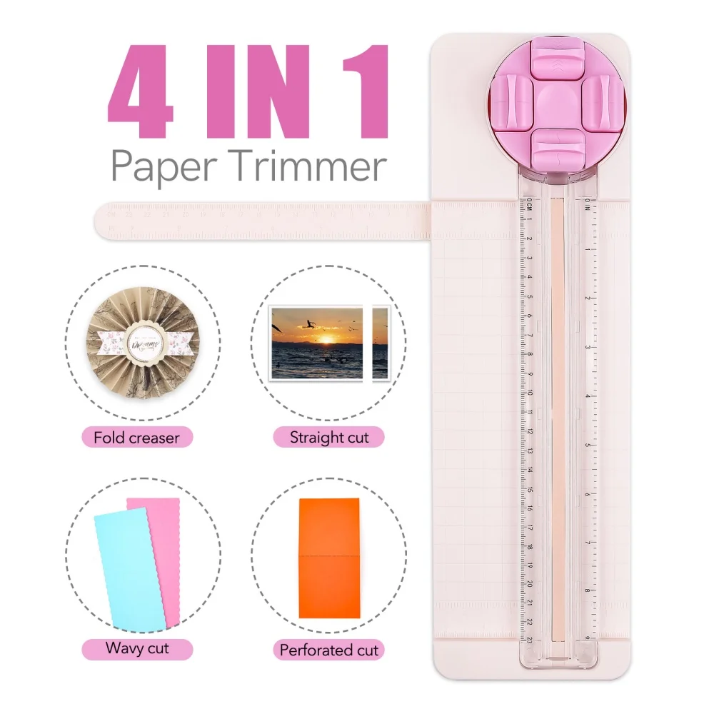 1Pc Multi-Function Paper Cutter with Dial Blades Creasing Machine 360-Degree Rotary Paper Trimmer 4-In-1 for Paper Card Art Tool