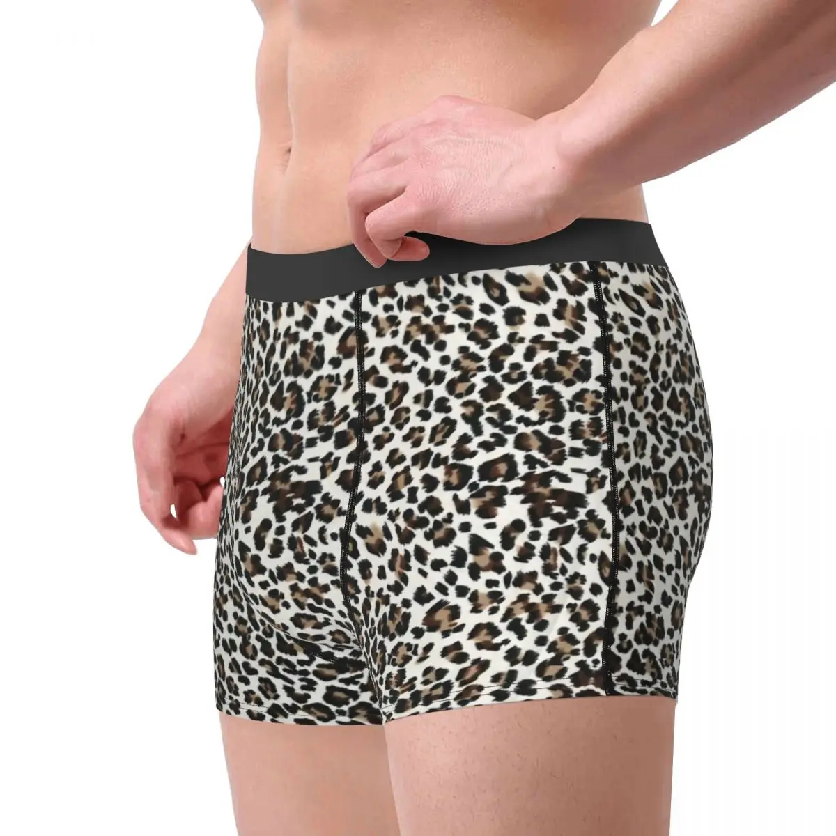 Custom Leopard Skin Print Underwear Men Breathable Cheetah Camouflage Boxer Briefs Shorts Panties Soft Underpants For Homme