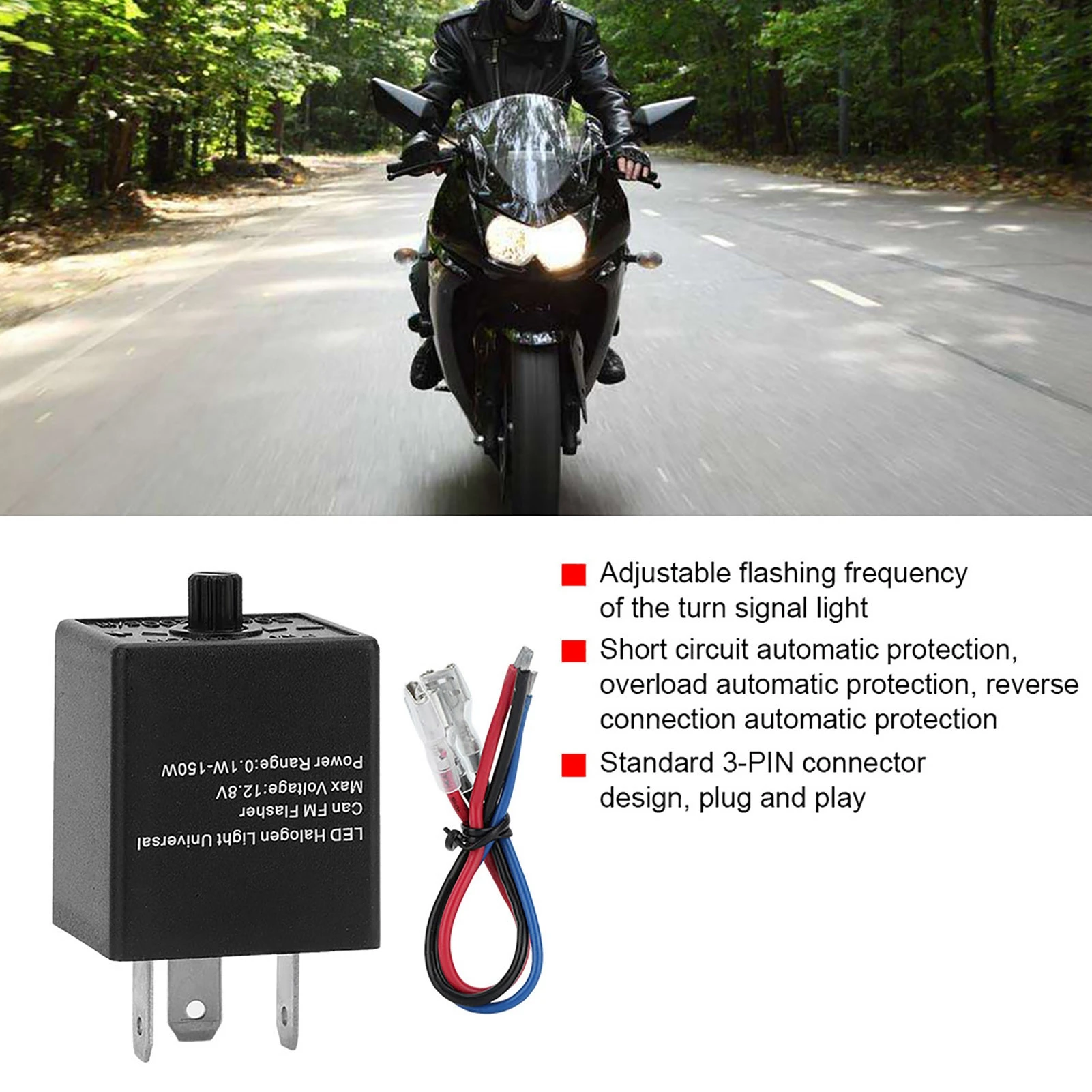 12V 24V 3‑PIN Adjustable LED Flasher Relay Turn  Light Blinker For Automotive Motorcycle 3‑PIN LED Flasher LED Flasher