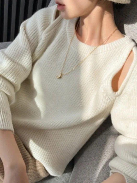 

Корейский полый дизайн, модный женский свитер, верхняя одежда, универсальный высококачественный теплый вязаный топ, легкий зимний топ Maturi