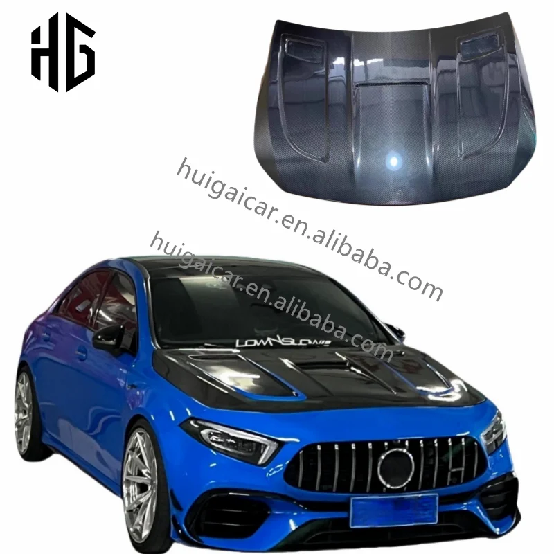 

Upgrade A45 Vars Style Carbon Fiber Front Engine Hood for Mercedes Benz A35 A45 W176 W177 AMG Car Bonnet Cover Body Parts