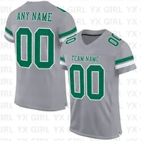 Custom Gray Kelly Green-White Mesh Authentic Football Jersey Personlized Team name and you name number V-Neck Football T-Shirts