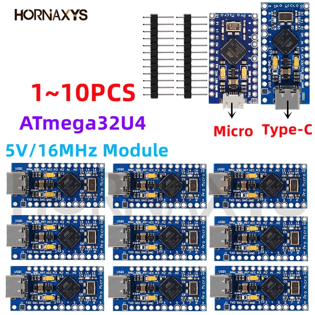 1-10szt Pro Micro ATmega32U4 5V/16MHz Moduł z 2-rzędowym pinowym nagłówkiem Dla Leonardo TYPE-C USB w magazynie najlepsza jakość dla arduino Nowość