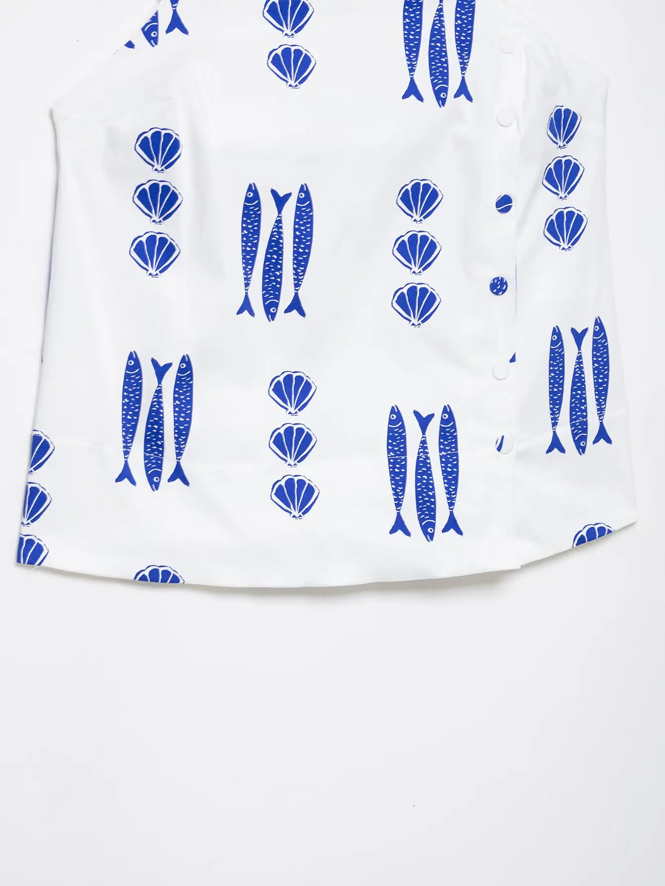 KONDALA Schickes Lässiges Bedrucktes Fisch-Motiv 2026 Damen-Anzug mit Knöpfen, Sexy Schmal Geschnittene Weste + Weite Hose mit Schleife und Reißverschluss, Böhmisches Damen-Set – Detail 9