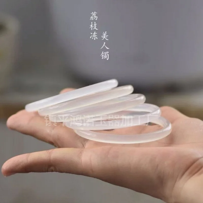 

Бразильский высококачественный браслет из белого халцедона с эффектом ледяной личи, 6 мм, круглый, серый агат, винтажное украшение.