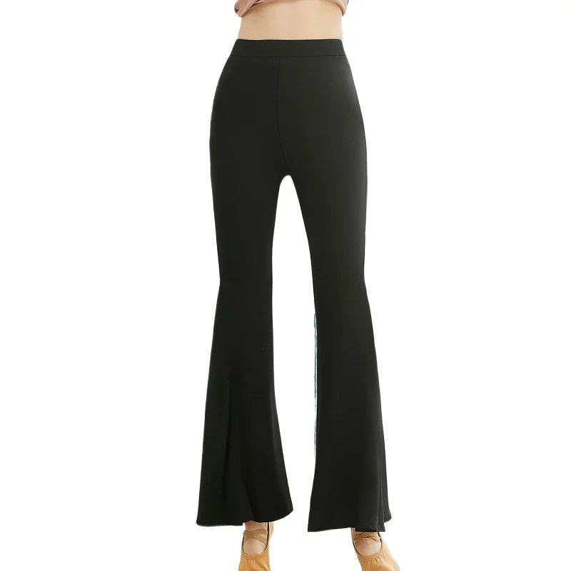 .2025 Pantaloni svasati eleganti da donna Pantaloni traspiranti da ufficio casual dimagranti a vita regolare neri solidi