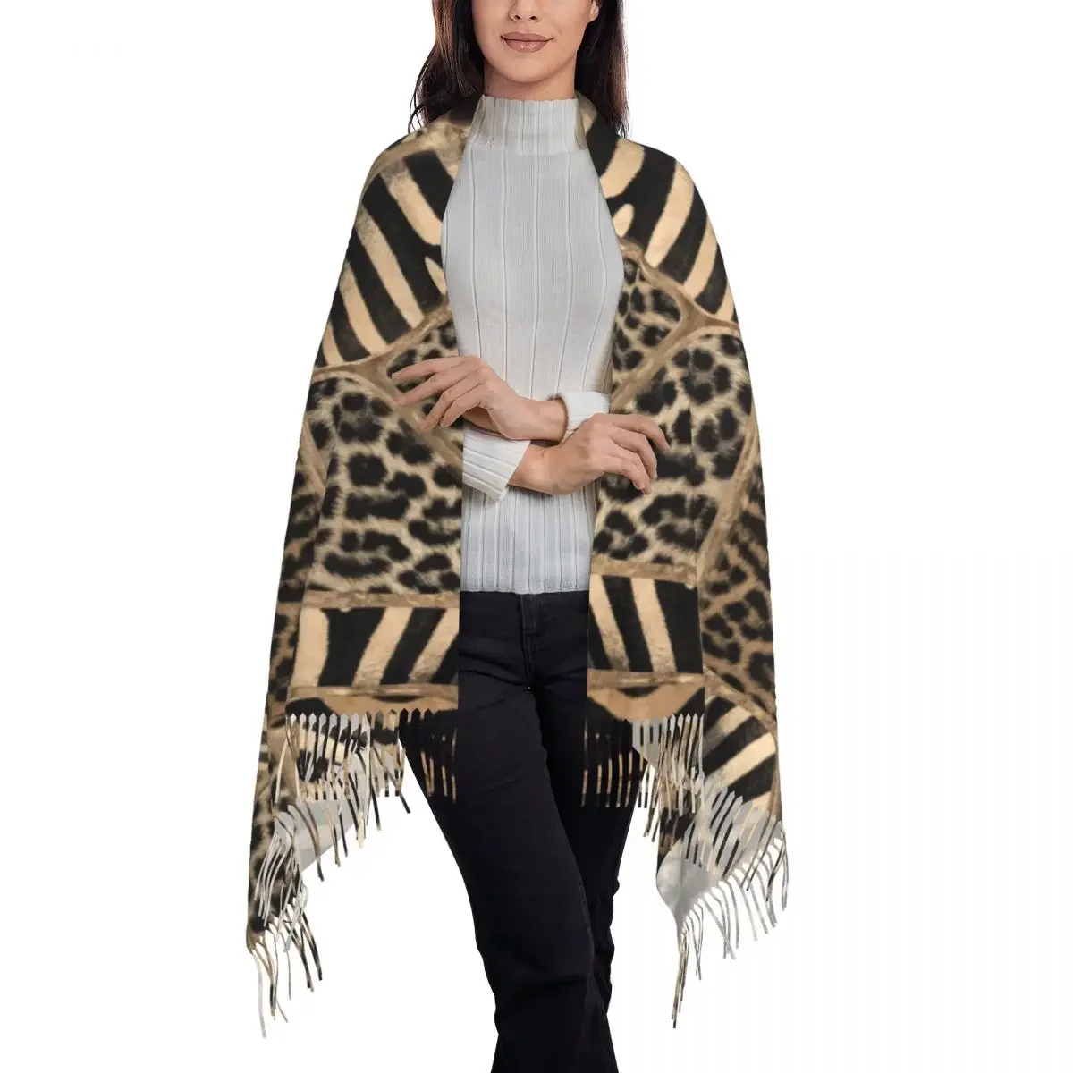 Op Maat Bedrukt Sjaal Met Dierenprint Mannen Vrouwen Winter Warme Sjaals Luipaard En Zebra Pastel Gouden Sjaals Wraps