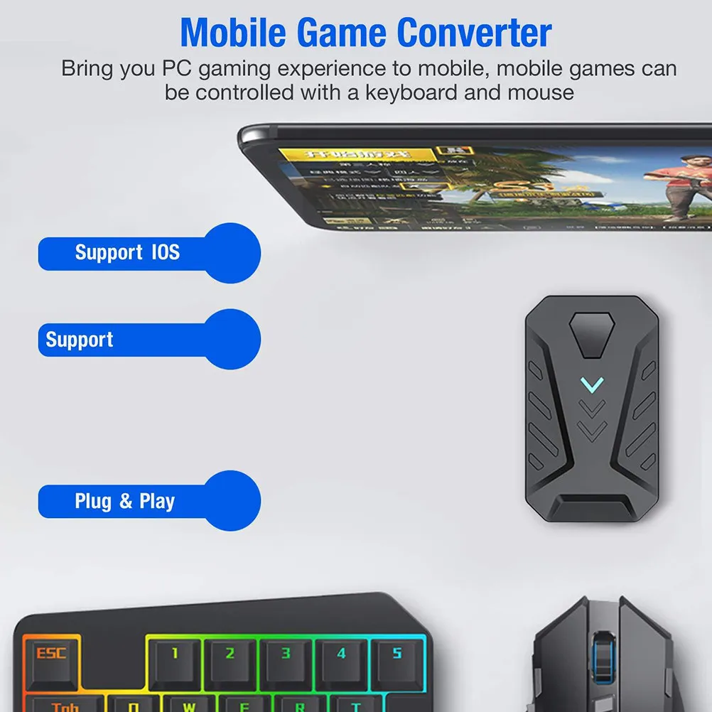 

Универсальный USB-адаптер для смартфона (1 шт.), преобразующий телефон в клавиатуру и мышь, поддерживает все мобильные игры, быстрый и надежный.