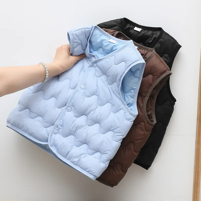 

Autumn Winter Children's vest Boys Girls Warm Solid Color Outerwear Sleeveless Casual Kids Top Fashion Soft Cotton Jackets 2-7Y