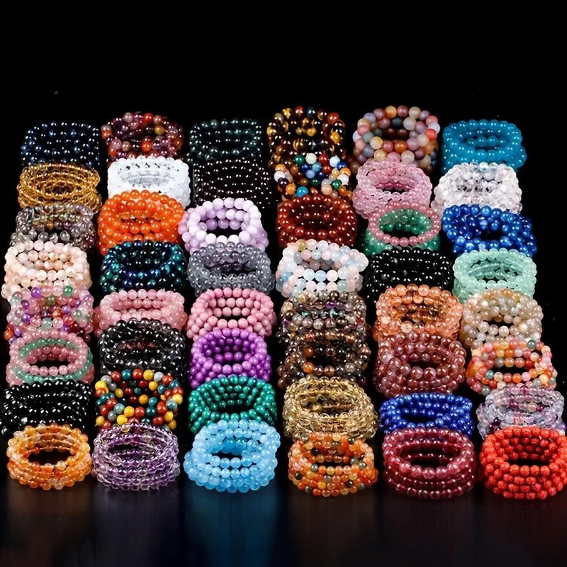 Random 28 Pieces + 2 Pieces (Gift) Bright Bohemian Style Stretchable Glass Bead Jewelry for Your Best Friend