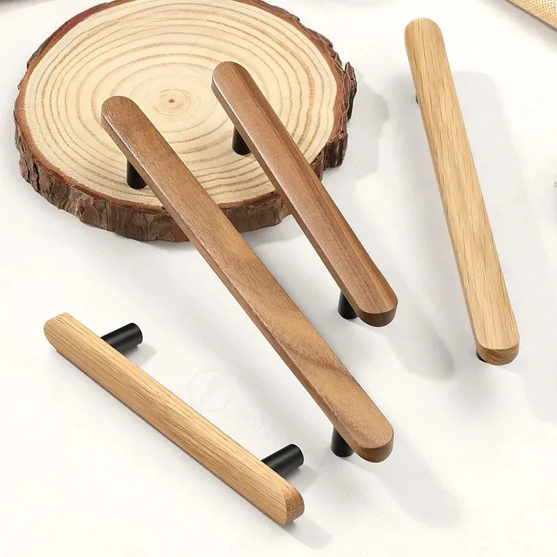 Modern Simple Walnut Wood Handle for Cabinet Drawer TV Stand Bookcase Coffee Table Wardrobe Door High End Furniture Knob