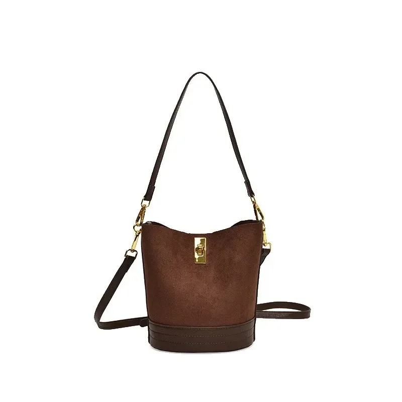 

Новинка 2025, женская винтажная сумка-ведро на осень/зиму с замком - роскошная женская сумка премиум-класса для нескольких переносок (плечо/кросболо)