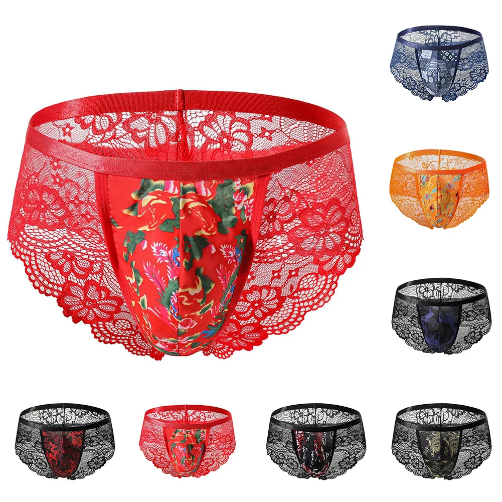 

Men Sexy Lingerie Bugle Pouch Brazilian Underwear Gay Sissy Pouch Lace Boxer Brief Comfortable Underpants Erotic Hombre Panties