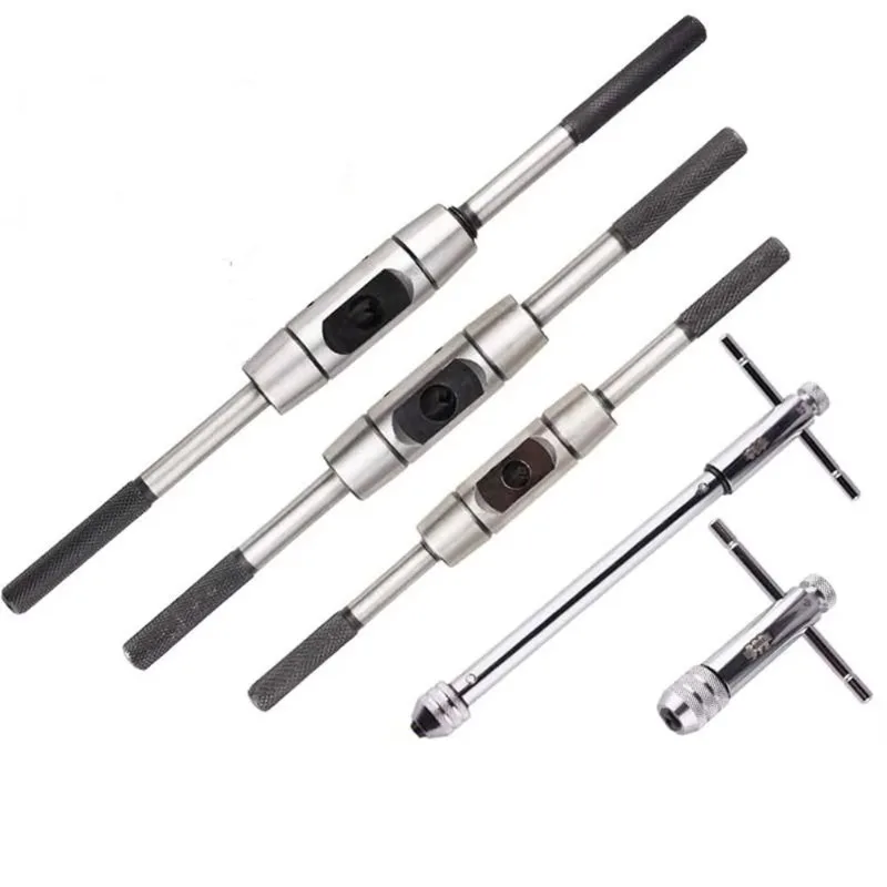 Adjustable Tap Wrench Ratchet T Handle Thread Tap Holder Steel Hand Tapping Tool for Threading Reaming Manual Tap Wrench