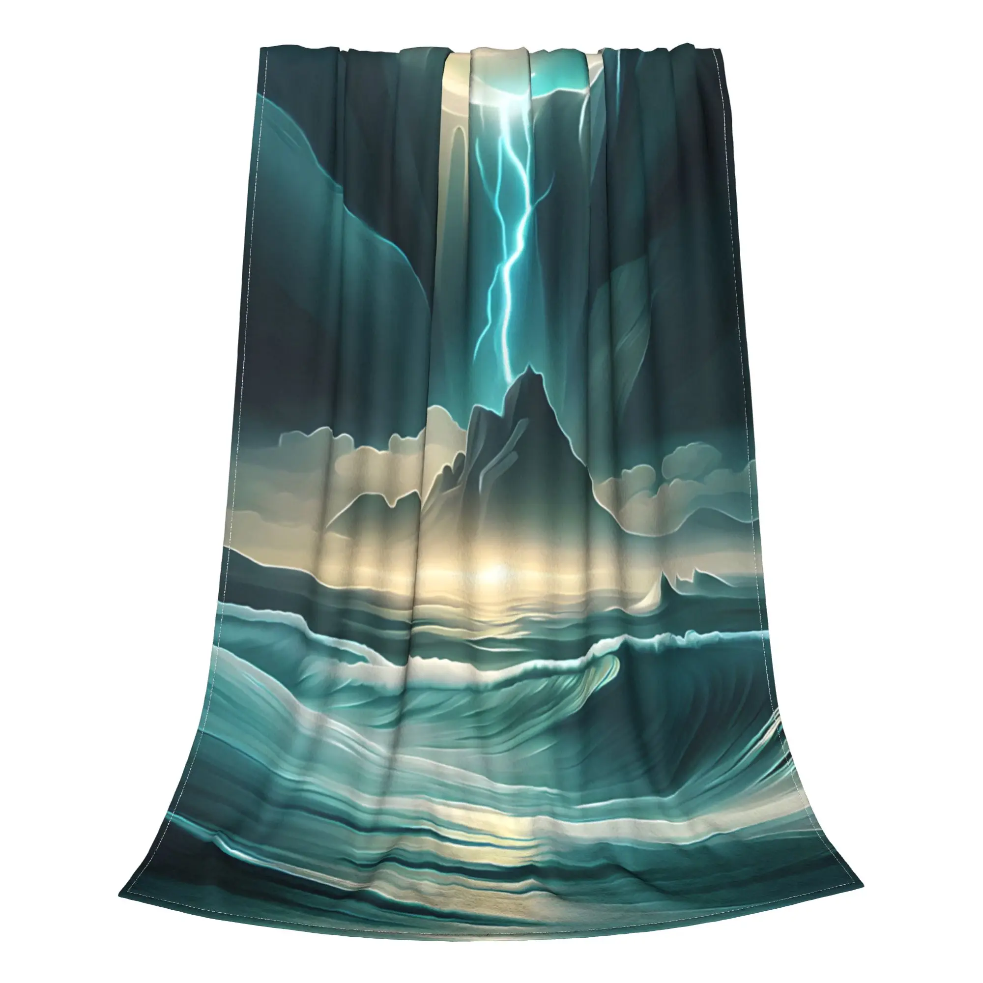 1PC Ocean View Lightning Trippy Landscape Home Room Decorations Winter Blankets For Adults Bedding Home Interior Sofa Knee