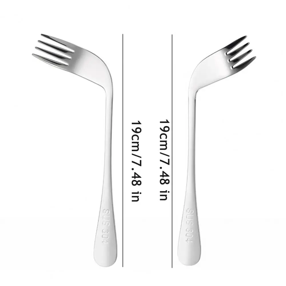 

19cm Stainless Steel Elbow Spoon Elderly Self-Feeding Curved Fork Angled Spoon Patient Feeding Tableware Adaptive Utensils