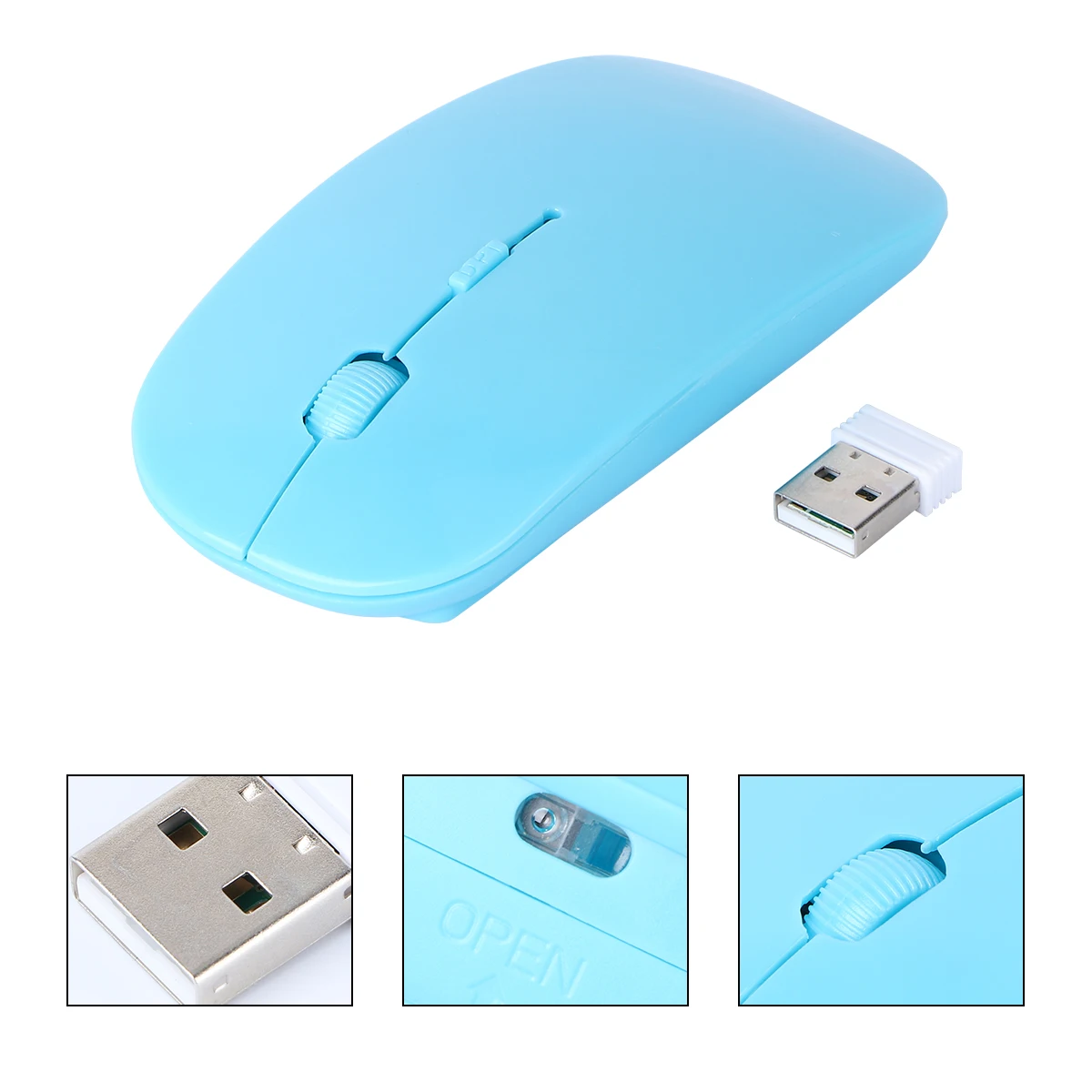 

Ergonomic Compact Wireless Mouse 2.4G With Adjustable DPI Up To 10M Range USB Receiver Included For Pc Laptop