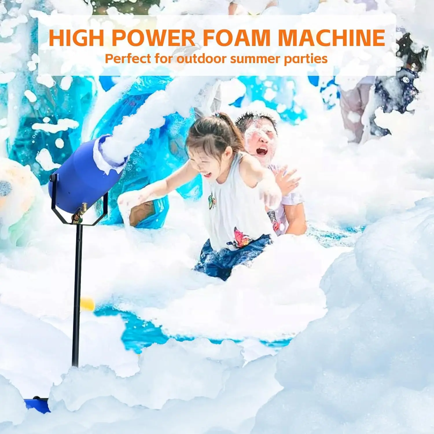 Machine à mousse pour fête, machine à mousse pour fête avec réservoir d'eau, canon à mousse pour jardin, piscine, intérieur, anniversaires, célébrations et B