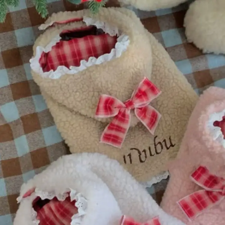 الحيوانات الأليفة الخريف/الشتاء الضأن الصوف عباءة الشتاء سميكة القوس معطف تيدي هوديي معطف الكلب الملابس للكلاب الصغيرة جرو الملابس #3