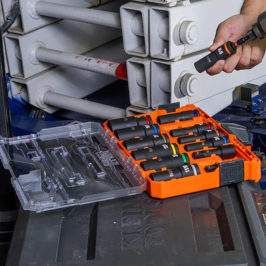 65111IMPCT KNECT مجموعة مقابس التصادم Deep-Well 1/2 بوصة محرك SAE اللون مشفرة MODbox حافظة تأثير محول ومحول