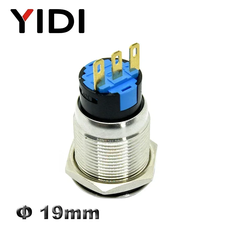 19mm Waterproof Stainless Steel 2 3 positions Metal Key Switch 1NO1NC button switch self-locking latching switch